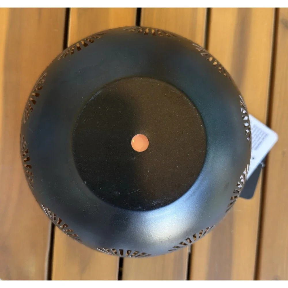 A Home Decor Solar Metal LED Flame Table Lamp Cutout Outdoor Lantern⁠